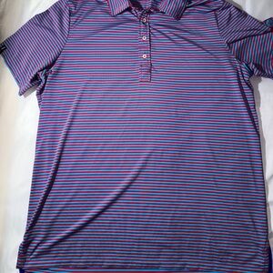 RLX Ralph Lauren Red and Blue Striped Golf Polo